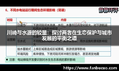 川崎与水源的较量：探讨两者在生态保护与城市发展的平衡之道